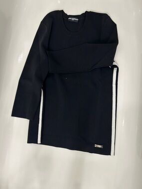 Karl Lagerfeld Black Top with White Side Stripes